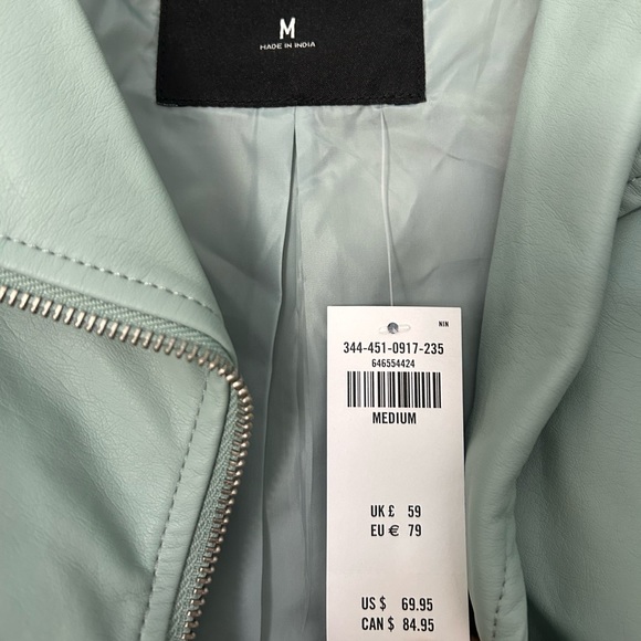 faux teal leather jacket - Picture 3 of 4